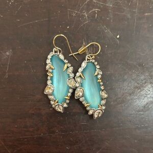 Alexis Bittar Gold and Blue Crystal Earrings